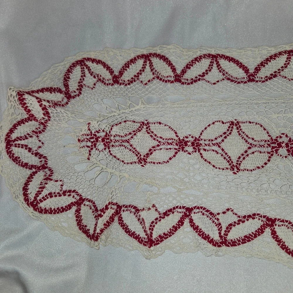 Vintage Crochet Table Runners Doilies Lot of 9 Red Blue White Cream Snowflake